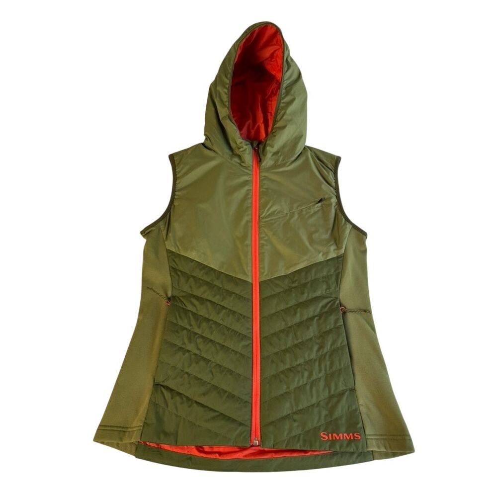 Simms Fishing Women's Fall Run Hybrid Hooded Vest Medium Dark Clover/Rifle Green